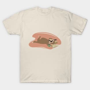 Sloth and books - Cute sloth reading T-Shirt